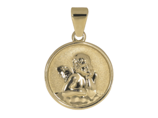 Anhänger, Engelskopf, Gelbgold, 12 mm, poliert, glänzend, Schutzengel, Taufe