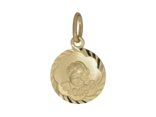 Bogenrand, diamantiert, Engelskopf, Taufe, Schutzengel, Gelbgold