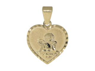 Herz, Herzanhänger, Engel, satiniert, poliert, Hochglanz, diamantiert, Gold