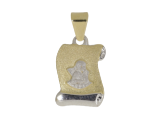 Engelanhänger, Engelsanhänger, Taufanhänger, Gold, Rolle, bicolor, Weißgold