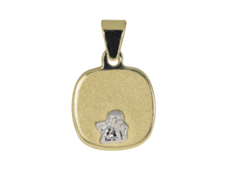 Viereck, Taufe, Engel, Anhänger, Gelbgold, Gold, Schlaufe, 14 Karat, bicolor, Weißgold