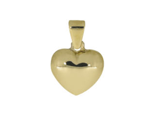 Herz, hohl, Gelbgold, Schlaufe, 14 Karat, Anhänger, Herzanhänger, Taufanhänger