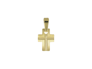 Kreuz, Balken, diamantiert, Schlaufe, 14 Karat, 585 Gelbgold, Taufanhänger, Anhänger