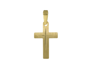 Gold, Gelbgold, 14 Karat, satiniert, matt, Kreuz