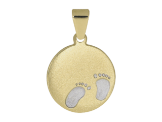 Füße, Babyfüße, Füßchen, bicolor, Gelbgoldl Weißgold, 14 Karat, Anhänger, Taufanhänger, Schlaufe, poliert