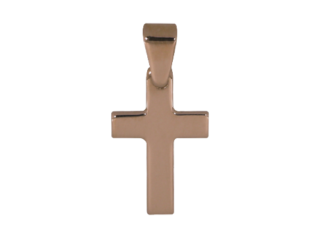 poliertes Rotgoldkreuz, 14 Karat, Rotgold, Kreuz, Hochglanz, poliert, Glanz, Anhänger, Taufanhänger