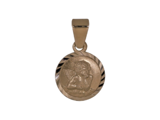 Mini-Anhänger, Rotgold, klein, rund, Engel, Schutzengel. Taufe, Gold, 14 Karat