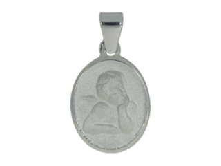 Schutzengel, Anhänger, denkender Engel, feinstes Sterlingsilber, matt, satiniert, 925, oval, Schlaufe, Silber