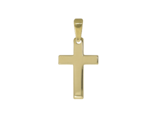 Kreuz, Taufanhänger, Kreuzanhänger, Anhänger, Gold, Gelbgold, 14 Karat, 585, Hochglanz, glatt poliert