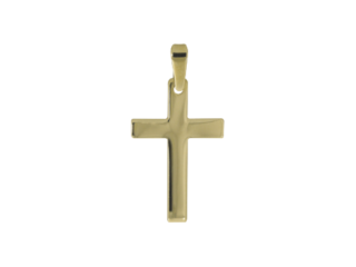 gelbgoldenes Kreuz, 14 Karat, glatt poliert, Hochglanz, Schlaufe