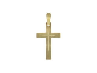 Kreuz, Kreuzanhänger, matt, satiniert, diamantiert, Innenkreuz, Schlaufe, 14 Karat, 585 Gelbgold, Gold