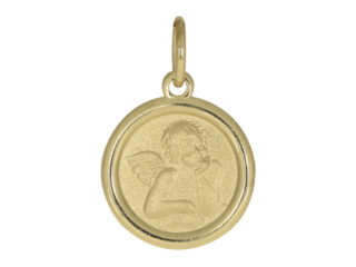 Raffaelengel, Raffael, Engel, Anhänger, Engelanhänger, Taufanhänger, satiniert, poliert, 14 Karat, Gelbgold, Gold, 585