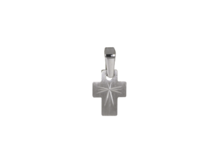 kleines Kreuz, Weißgold, 585, 14 Karat, Strahlen, diamantiert, strahlendiamantiert