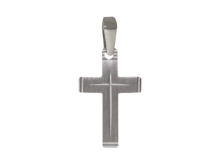 14 Karat, Taufanhänger, Abschluss, diamantiert,  Schlaufe, 585, Weißgold, Kreuz