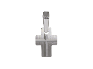 Kreuz aus 585 Weißgold, 14 Karat, diamantiert, Balken, balkendiamantiert, Schlaufe