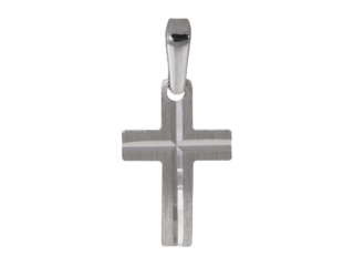 Kreuz aus 585 Weißgold, diamantiert mit Balken, Schlaufe