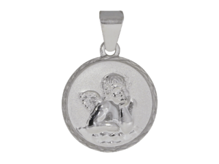 Schutzengel, Taufanhänger, Engel, Weißgold, Rand diamantiert