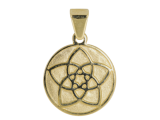 Symbolanhänger, Kettenanhänger, Venusblume, Talisman, Anhänger in 14 Karat Gelbgold