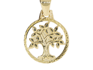 Talisman, Weltenbaum, Baum des Lebens, Lebensbaum, 14 Karat, Gelbgold, Anhänger, Kettenanhänger