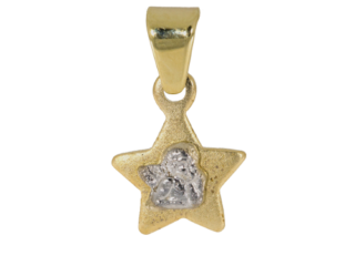 Schutzengel, Anhänger, Stern, 14 Karat, bicolor, Sternchen
