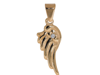 Engelsflügel, Flügel, Schutzengel, Anhänger, Taufe, Talisman, Kettenanhänger, Rotgold, Kristall, Zirkonia