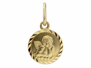Anhänger für Taufkette, Schutzengel, 585 Gelbgold